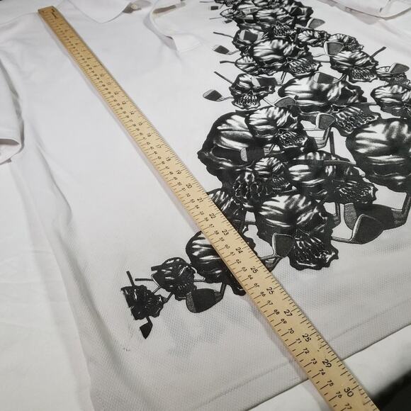 Tattoo Golf Polo Men Large Skull All Over Graphic Print Stretch Polo Shirt Skull - Picture 7 of 8